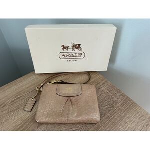 Coach 44381 Madison Gold Shimmer Leather Small Wristlet Wallet 4" X 6" Metallic
